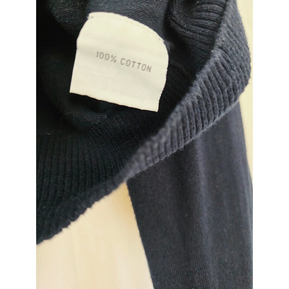 Line of Oslo Navy Blue Cropped Cardigan Peace Sign Cotton Sweater S - Picture 7 of 9